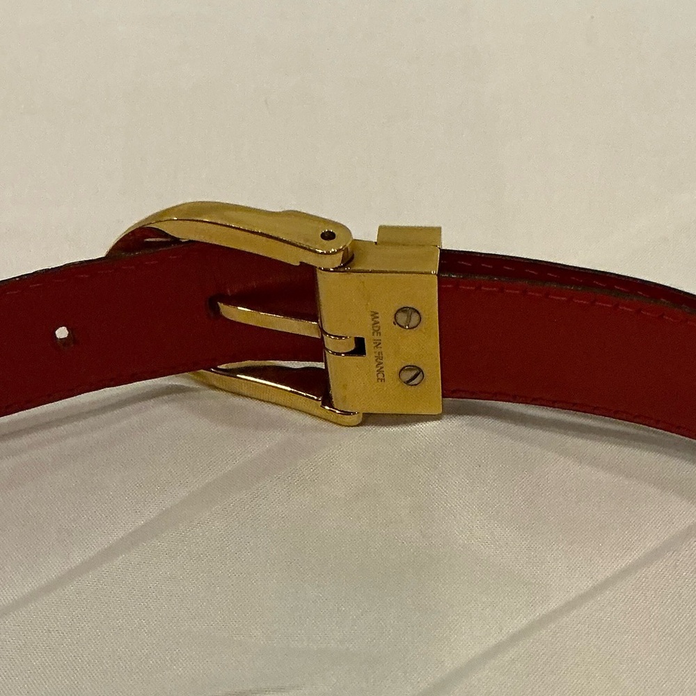 AUTHENTIC LOUIS VUITTON RED EPI LEATHER BUCKLE BELT 85/34 COA - Picture 3 of 9
